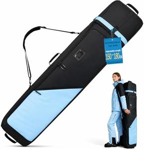 TVDARMO Ski Bag, Dynamic Adjustable Length - Padded Snowboard Bag Adjusts from 155cm to 185cm for Snow Air Travel Transport, Fits Skis Up to 105-180 cm