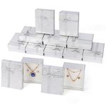 Kurtzy Jewellery Gift Box Set (12 Pack) - Small Gift Boxes for Earrings, Necklace, Bracelet & Other Jewellery - Wedding Favour Earring Boxes - Silver