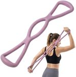 Figure 8 Resistance Bands with Handles, Silicone Exercise Bands for Women & Men Arm Back Shoulder Training, Training Elastic Ropes Equipment for Yoga Pilates Home Gym Stretching (3, Purple)
