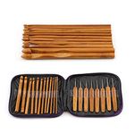 20Pcs Bamboo Crochet Hook kits Handle DIY Wooden Knitting Needle with Case 1-10mm