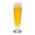 Restaurantware 14 oz Pilsner Glass - Tall-Footed - 2 1/2" x 2 1/2" x 9 1/2" - 6 Count Box