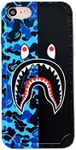 Horuwelcase iPhone SE Case for Teen Boy Girl Kid Blue Black Cute Cool, Slim Sturdy Soft Shockproof iPhone SE3 2022 Cover,Not Faded Design Durable iPhone 7 & 8 SE2 Phone Case (Bluebsha)