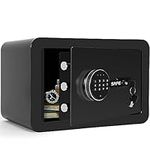 BQKOZFIN 0.4 Cub Home Safe Fireproof Waterproof, Steel Small Fireproof Safe Box with Pass Code and Key Lock, Mini Safe Lock Box for Cash Jewelry Storage, Digital Security Safe Black