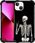 Hungo Case Compatible with iPhone 14 Cute Design Skull Skeleton, Black Case Phone 14 Skull Skeleton Rock and Roll Aesthetic Kawaii Cool Girly Designer for Women Girls