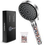 High pressure shower head with filter - YEAUPE Handheld Powerful Flow Beaded Showerheads Filter Pressure Boost Water Saving 6 Modes Hard Water Showerheads Low Water Pressure Showerheads