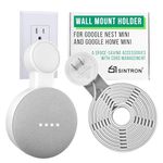 Sintron Outlet Wall Mount Holder for Google Nest Mini and Google Home Mini, A Space-Saving Accessories with Cord Management for Google Smart Speakers 1st Gen. and 2nd Gen, No Messy Wires or Screws.