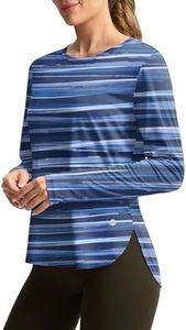 Women's Sun Shirts UPF 50+ Long Sleeve UV Protection Shirt Lightweight Quick Dry Workout Hiking Tops for Women(Ripple Blue,M)