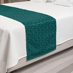 Ambesonne Teal Bed Runner, Abstract Line Art Modern Expressionist Design Water Drop Pattern in Various Sizes, Decorative Accent Bedding Scarf for Hotels Homes and Guestrooms, King, Turquoise Teal