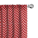 Ambesonne Retro Window Curtains Pack of 2, Vintage Polka Dots Big Plain Circular Round Forms Nostalgic Girlish Art Design, Lightweight Set with Rod Pocket, 4 Panels of - 28" x 84", Red White