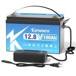 KEPWORTH 12.8V 100Ah LiFePO4 Battery Group 31, Rechargeable Lithium Batteries with 100A BMS, UP to 4000+ Deep Cycles, Grade A Lithium Iron Phosphate Battery Cells, for Trolling Motor, Boat, Rv, Solar