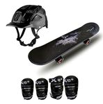 jaspo Vinyl Power Kids 26"X6" Inches Fiber Skateboard and Helmet, Knee&Elbow Guard for Beginners Boys&Girls (6 Years&Above) (Black Colour) (Intact)