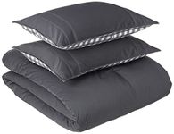 Eddie Bauer - Queen Comforter Set, Reversible Cotton Bedding with Matching Shams, Pre-Washed for Added Softness (Kingston Charcoal, Queen)