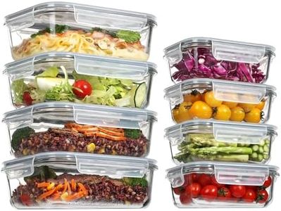 Vtopmart 8 Pack Glass Food Storage Containers with Airtight Lids, Meal Prep Containers, Bento Boxes for Lunch, for Microwave, Oven, Freezer and Dishwasher, BPA Free