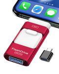 256GB Flash Drive for iPhone Photo Stick, Thumb Drive USB Stick High Speed Transfer USB Drives External Picture Video Storage Memory Expansion for iPhone/iPad/PC (Red)