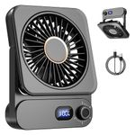 Dealswin Silent Desk Fan Magnetic Cruise Fan with 1-100 Speed Controller & LED Display, USB Rechargeable Fan with 3600mAh Battery, Portable Small Desktop Fan for Bedroom, Office, Travel （Black）