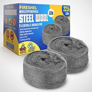 Steel Wool Mice Fabric Roll Control 2 Pcs Total (3.2”x 22.5 Feet) - Gap Fill Fabric - Block Holes, Wall Cracks, Cleans Rusty Tools, Hardware DIY Kit (Standard)