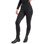 Women's Riding Tights Horse Riding Leggings Two Tone Ladies Girls Riding Tight Silicone Knee Patch With Phone Zip Pockets Jodhpurs (as8, waist, numeric_32, regular, regular, Black, Skinny)