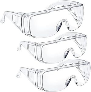 Safety Glasses Over Glasses Goggles Protective Eyewear - Anti Fog Shooting Glasses Eye Protection with Clear Vision,Scratch & UV Resistant Safety Glasses for Work Men Lab 3 Colors Pack
