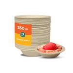 ECO SOUL [350 ml, 50 Pack Disposable Bagasse Bowls | Eco-Friendly, Biodegradable, Sugarcane Paper Bowls | for Serving Snacks & Dinner | Wedding & Party | Round, Beige