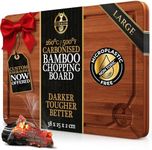Deer & Oak Large Carbonised Cutting Board 38 x 25 x 2cm, Pre-Oiled Wooden Bamboo Chopping Board for Carving Meat, Fish, Vegetables, Fruits, Cheese, Bread