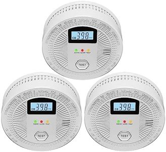 3 Pack Combination Photoelectric Smoke and Carbon Monoxide Alarm Detector with Digital Display; Battery-Operated Smoke Carbon Monoxide Alarm