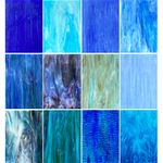 Hengyisha 12 Sheets Stained Glass Sheets Pack Mixed Blue Colors, 6"X4" Mosaic Glass Tiles for Crafts, Stained Glass Supplies Cathedral Glass for Glass Projects