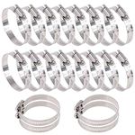 Glarks 20Pcs 304 Stainless Steel Adjustable 46-70MM Range Worm Gear Hose Clamps Assortment Kit, Fuel Line Clamp for Water Pipe, Plumbing, Automotive and Mechanical Application (46-70MM)