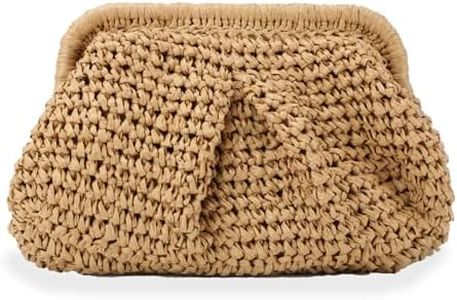 Emprier Straw Clutch Purse for Women Cloud Dumpling Pouch Straw Crossbody Shoulder Handbag Summer Beach Woven Bag, Khaki, One Size