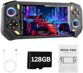 Rhesusco RG56PRO Retro Handheld Game Console - 5.5 Inch IPS Screen,31000+ Classic 3D Games,5000mAh Battery, Open Linux System,Portable Console with 128G TF Card - Birthday Gift for Boyfriend (Black)