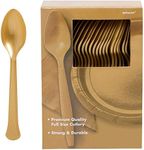 Amscan 43601.19 Supplies Big Party Pack Plastic Spoons, One Size, 100 ct, Gold