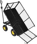 campMax Oversized Garden Carts Wagon, 800 Lbs Capacity Heavy Duty Pullable Gardening Cart Flatbed with Wheels and Removable Sides with Cart Liner, Black