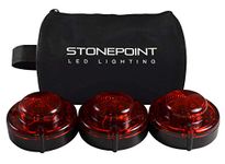 StonePoint Emergency Roadside Beacon LED Lighting Flare Kit with Storage Bag - Super Bright Light, Visible Up To 2 Miles Away - Red, Set of 3