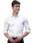 Majestic Man Slim Fit Satin Cotton Formal Shirt for Men (L, Milky White)