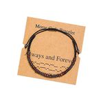 COLORFUL BLING Handmade Morse Code Bracelets Brown Silk Beaded Wrap Wood Adjustable Bracelet Inspirational Jewelry Best Friend for Women Men, Wood, wood,