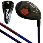 Japan WaZaki Single Hybrid Iron USGA R A Rules Golf Club with Cover,WLIIs Model,Whole Black Oil Finish,Sand Wedge, 46 Degree,Mens Regular Flex,55g Graphite Shaft,Plus Half Inch Length