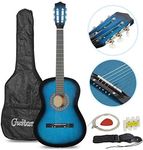 Smartxchoices 38" Kids Acoustic Guitar Bundle Kit for Starter Beginner Music Lovers, 6-String Folk Guitar with Gig Bag, Extra Set Steel Strings, Strap, Pitch Pipe and Pick (Blue)