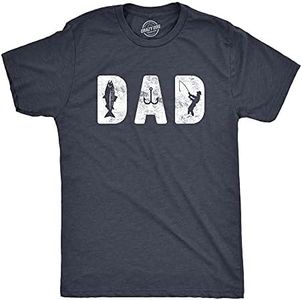 Mens Dad Fishing Tshirt Funny Fathers Day Dad Outdoor Fisherman Graphic Tee (Heather Navy) - XXL