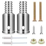 Broom Handle Threaded End,2 Set Threaded Tip Replacement Kit Threaded Tip Repair Kit Metal Threaded Handle Tips for 1" Wood or Metal Poles Handle Replacement Extension Pole Adapter for Mop,Broom