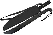 Szco Supplies 25" Black Full-Tang Saw Back Cyber Outdoor Machete with Sheath