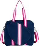 Queen of the Court - Brooklyn Pickleball Bag - Women's Pickle ball tote, Quality Construction, Functional And Stylish Design (Blue/Pink)
