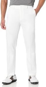 PGA TOUR Men's Flat Front Golf Pant with Expandable Waistband (Waist Size 30-44 Big & Tall), Bright White, 34W x 32L