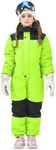 Owntop Kids Toddler Snow Suit One Piece for Boys Girls, Lightweight Insulated Ski Suit Windproof Hooded Snowsuit Baby Colorblock Snow Jackets Outfit Winter Snowboarding Skiing Jumpsuit Green 5-6 Years