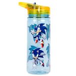 Disney Sonic The Hedgehod Plastic Bottle with Straw BPA Free - 580 ml School Water Bottle for Boys 100% Leakproof Durable Drink Bottle for Boys