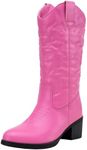 Vepose Women's 9801 Embroidered Embossed Cowboy Boots Western Cowgirl Boots,Pink,Size 8.5M US-Pull On Tabs(CJY9801 Pink 08.5)