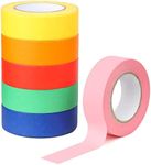 6 Rolls Colored Masking Tape Rolls Set, Coloured Self-Adhesive Rainbow Sticky Paper for DIY Craft Labeling and Art (6 Colors 20MM*15M)