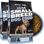 Bully Max 26/14 Small Breed Dry Dog Food for Skin, Coat & Sensitive Stomach - Chicken & Rice, Dry Soft Kibble Bites for Puppies, Adult & Senior Dogs - Natural French Bulldog Puppy Food, 10 lbs