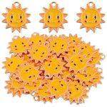 30pcs Enamel Smiley Sun Flower Pendant Charms Yellow Alloy Floral Sunflower Smiling Happy Face Dangle Pendants for DIY Bracelet Necklace Earrings Jewelry Making Supplies