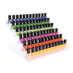 FFowcye 6 Tiers Acrylic Nail Polish Organiser Storage Rack, Clear Nail Varnish Stand Holder Shelf Display Rack Holds up to 72 Bottles for Paint, Essential Oil, Tattoo Ink, Sunglasses Display