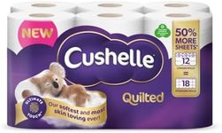 Cushelle Quilted 50% Longer Lasting Toilet Tissue 12 Equals 18 Regular Rolls