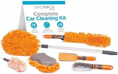 BIRDROCK HOME 6-Piece Car Wash Kit - Microfiber Cleaner, Tire & Wheel Brush, Sponge, Duster, Extendable Cleaning Tool - Car Detailing Set for Interior & Exterior - Car Wash Accessories, Men’s Car Care